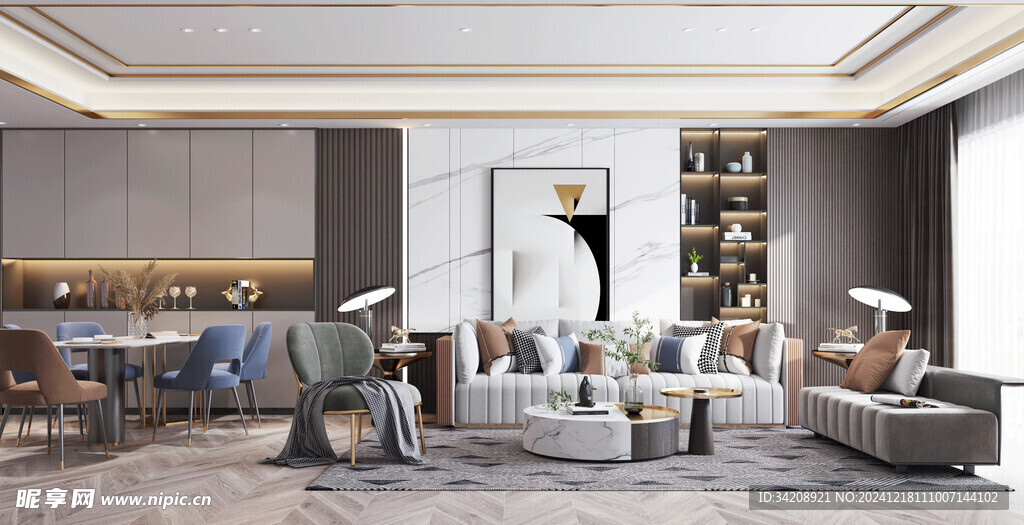 现代简约高级感新中式复古风客厅