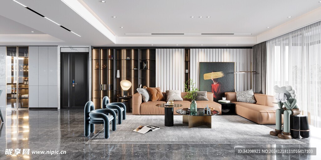 现代简约高级感新中式复古风客厅