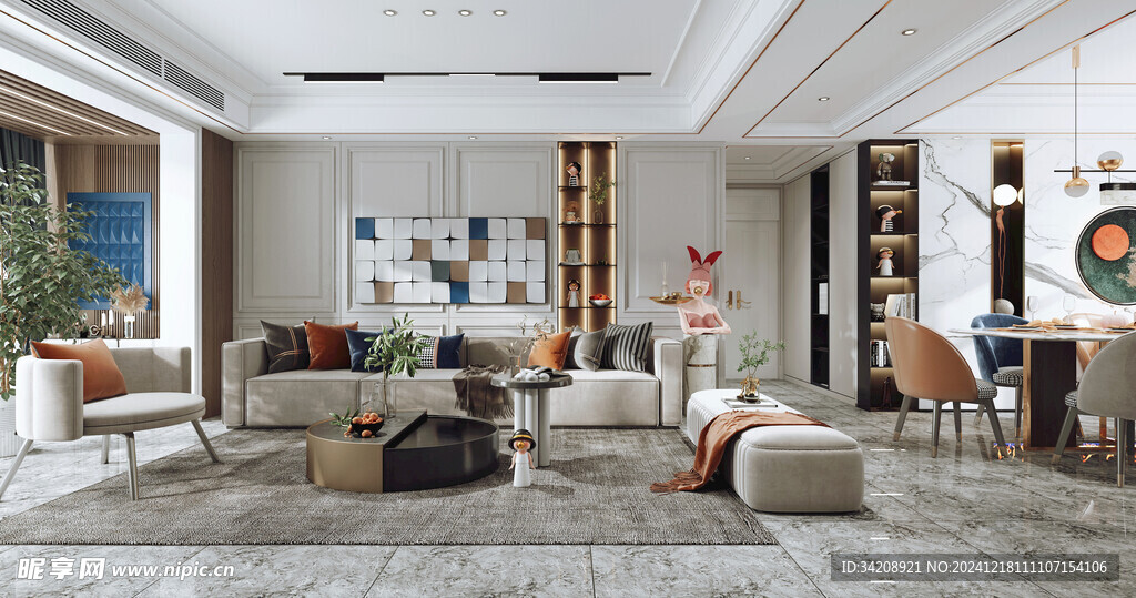 现代简约高级感新中式复古风客厅