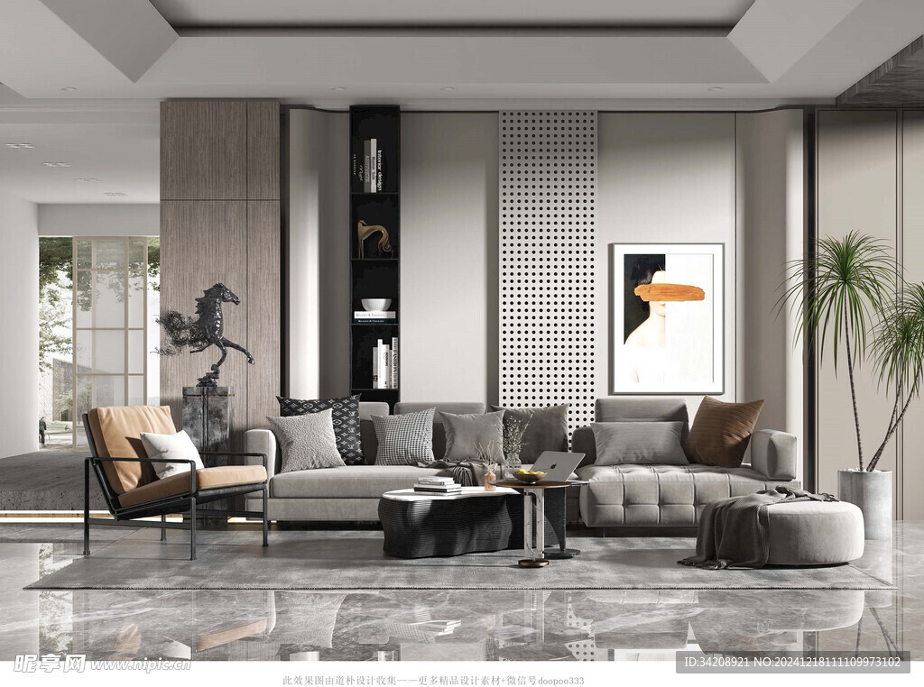 现代简约高级感新中式复古风客厅