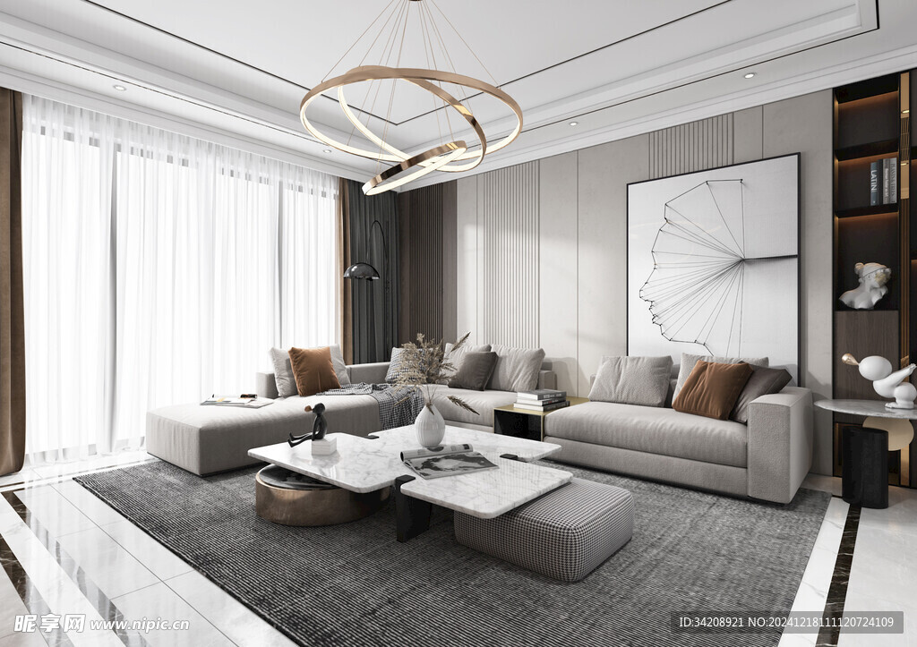 现代简约高级感新中式复古风客厅