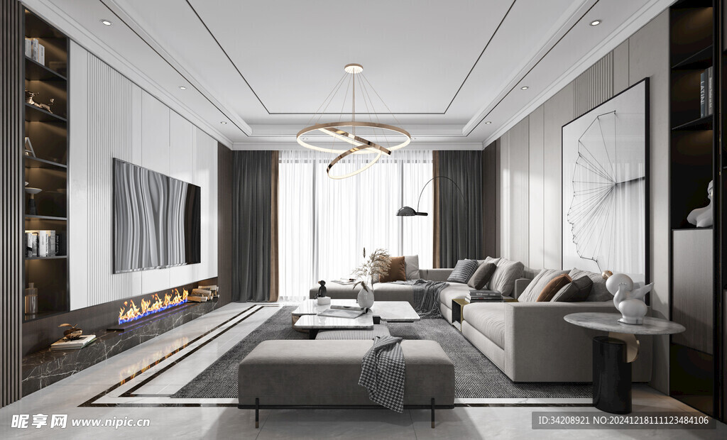 现代简约高级感新中式复古风客厅