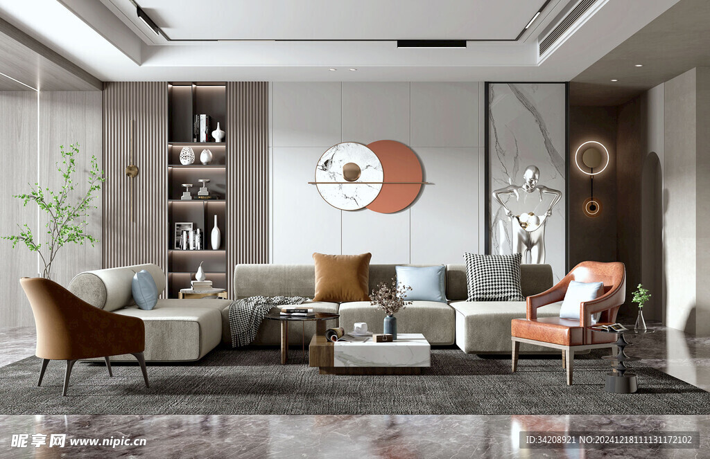 现代简约高级感新中式复古风客厅