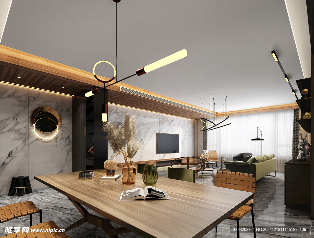 现代简约高级感新中式复古风客厅