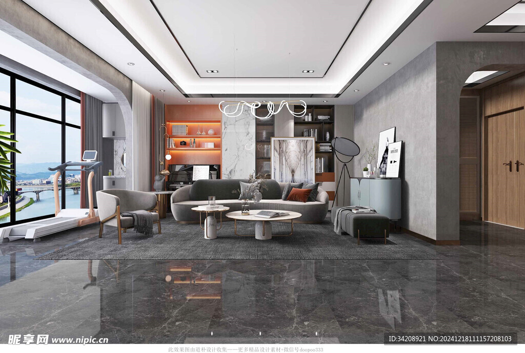 现代简约高级感新中式复古风客厅