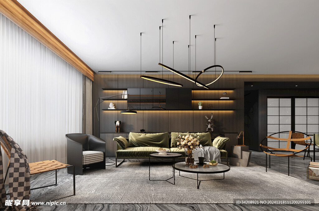 现代简约高级感新中式复古风客厅