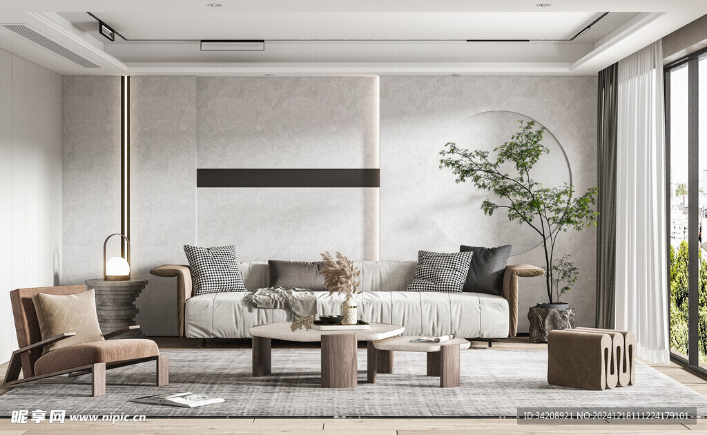 现代简约高级感新中式复古风客厅