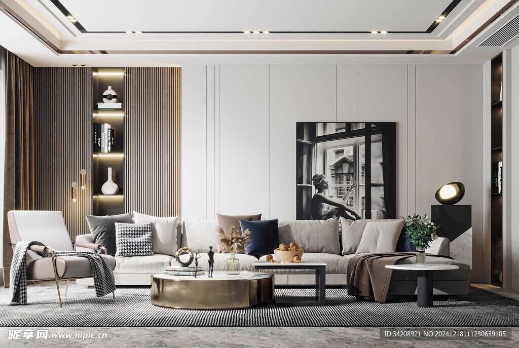 现代简约高级感新中式复古风客厅