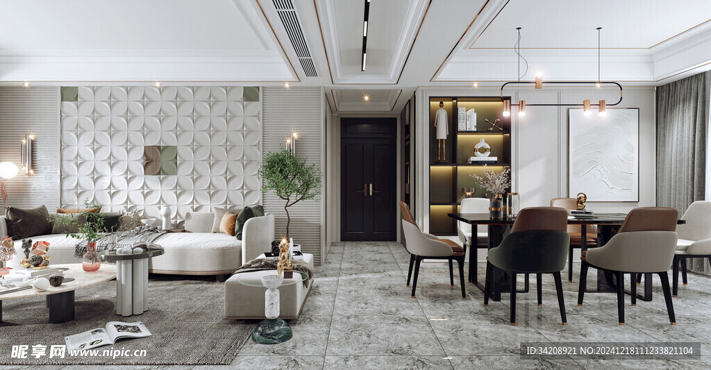 现代简约高级感新中式复古风客厅