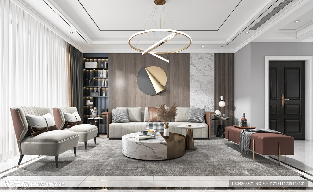 现代简约高级感新中式复古风客厅