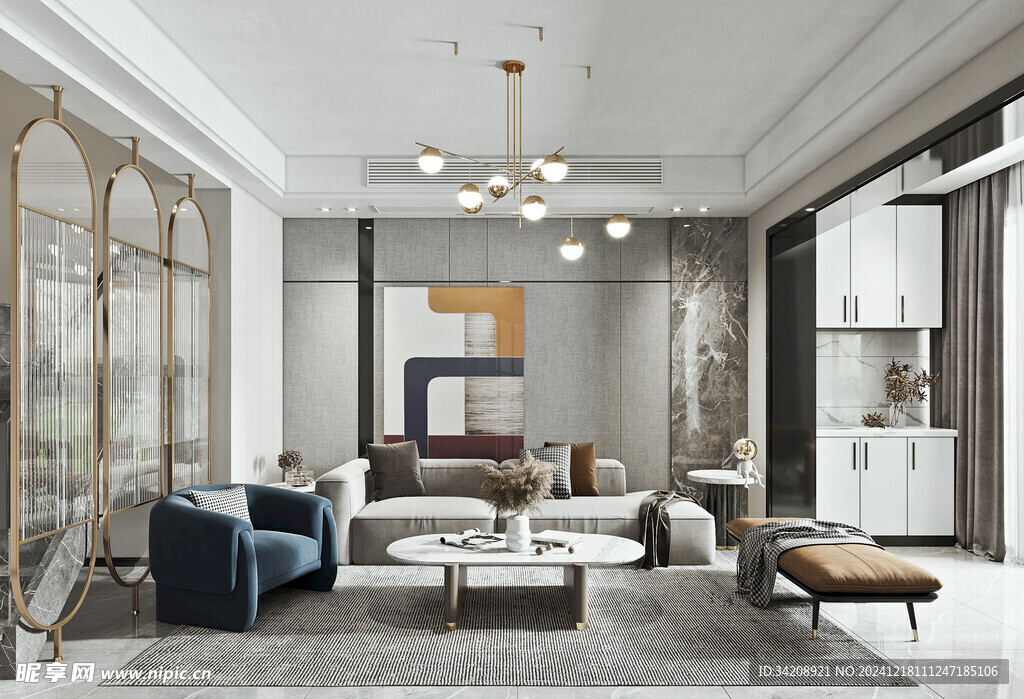 现代简约高级感新中式复古风客厅