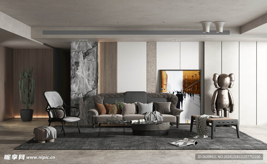 现代简约高级感新中式复古风客厅