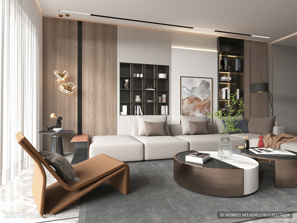 现代简约高级感新中式复古风客厅