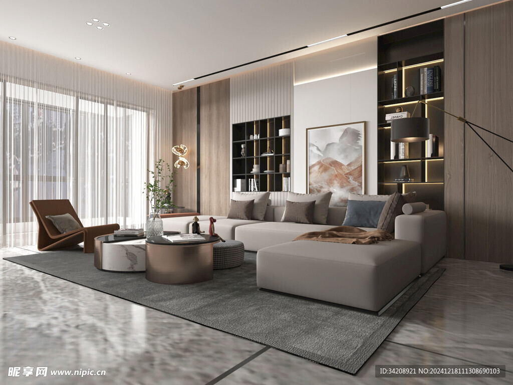 现代简约高级感新中式复古风客厅