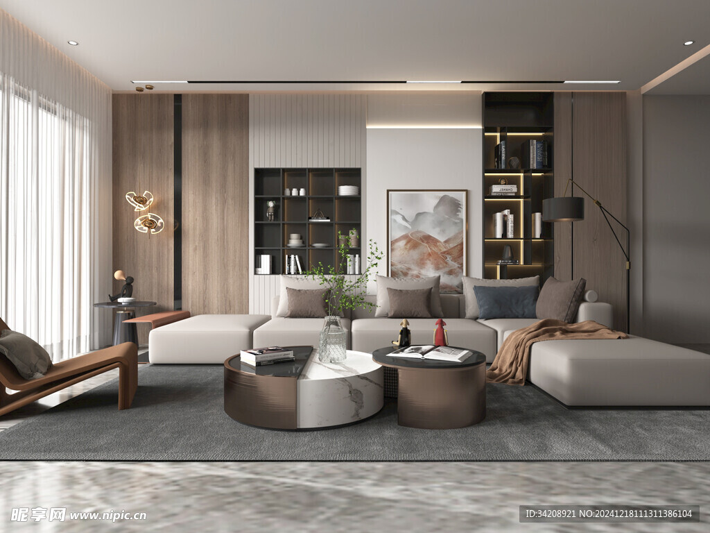 现代简约高级感新中式复古风客厅