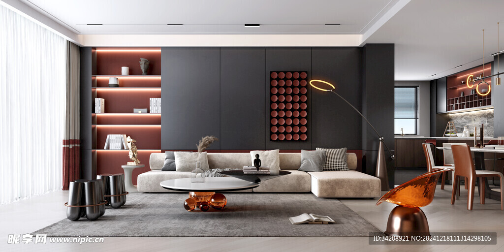 现代简约高级感新中式复古风客厅