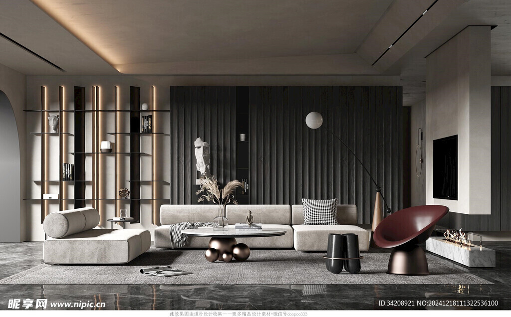 现代简约高级感新中式复古风客厅