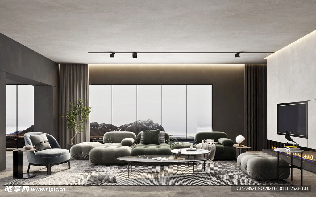 现代简约高级感新中式复古风客厅