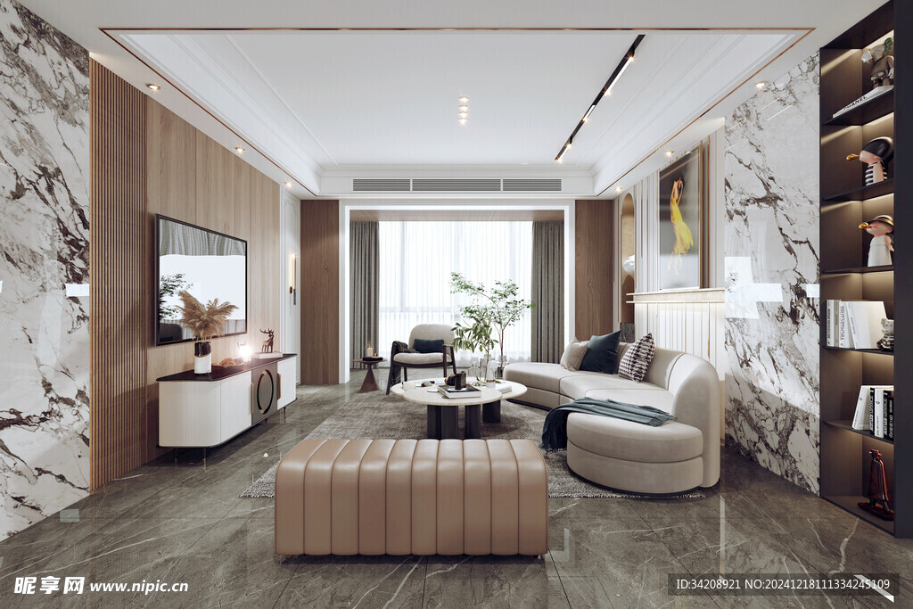 现代简约高级感新中式复古风客厅