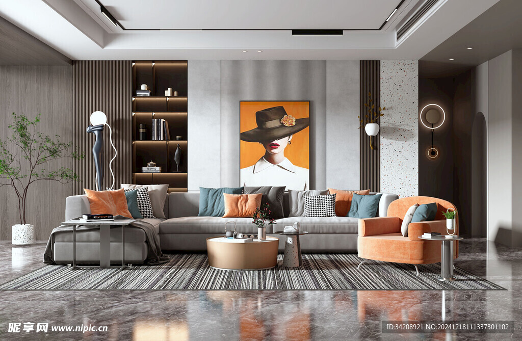 现代简约高级感新中式复古风客厅