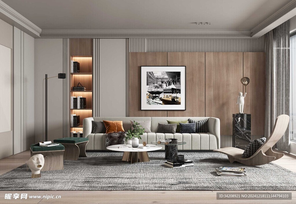 现代简约高级感新中式复古风客厅