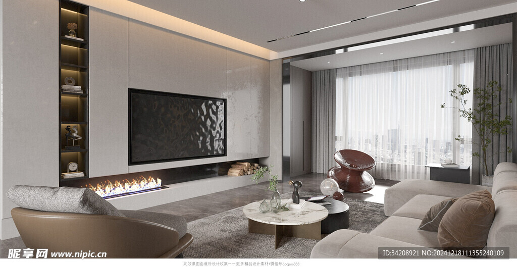 现代简约高级感新中式复古风客厅