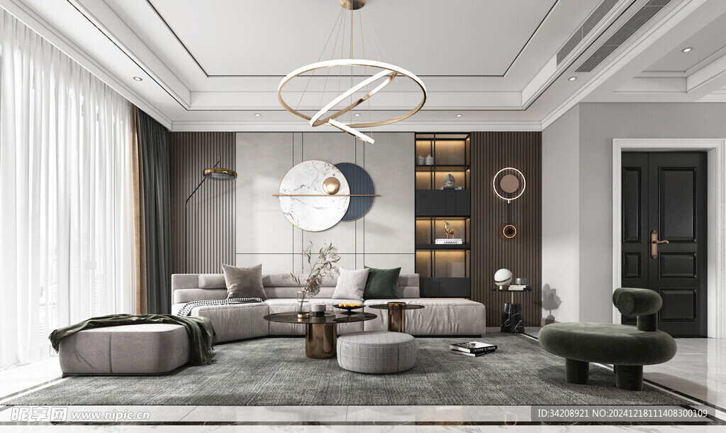 现代简约高级感新中式复古风客厅