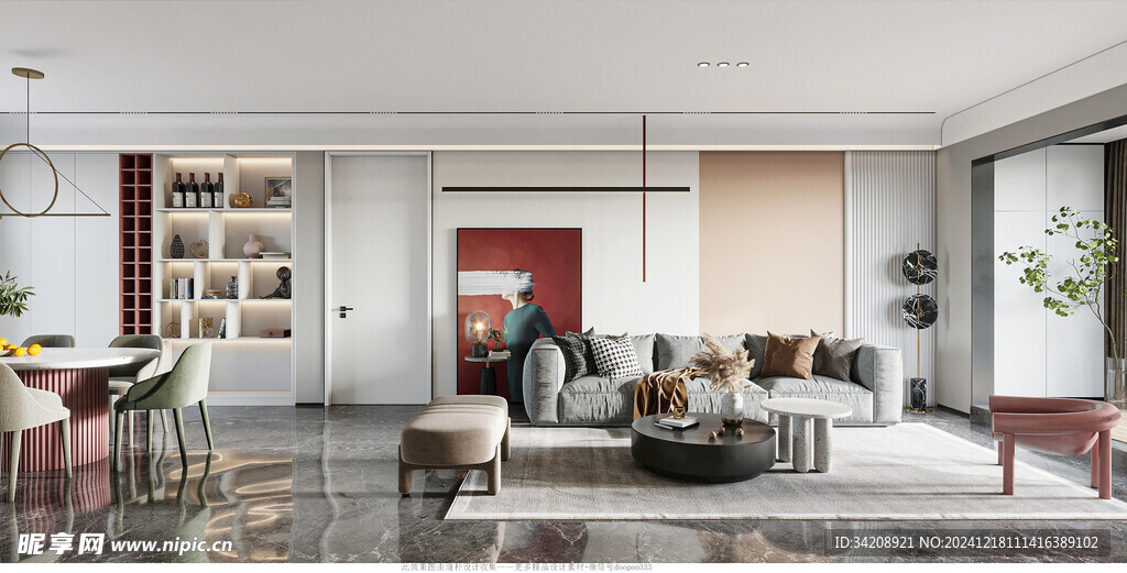 现代简约高级感新中式复古风客厅