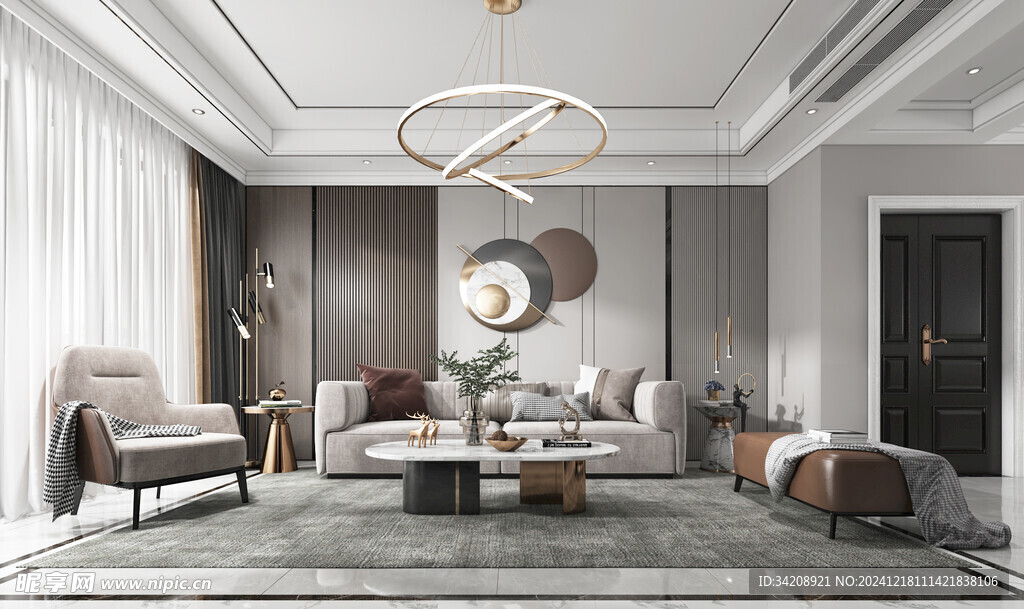 现代简约高级感新中式复古风客厅