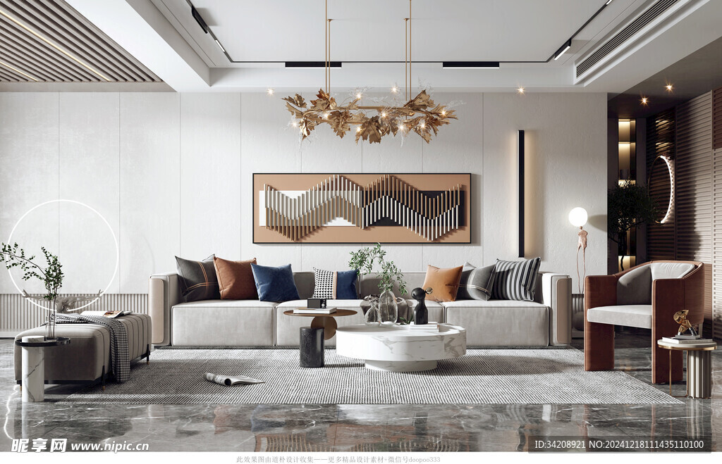 现代简约高级感新中式复古风客厅