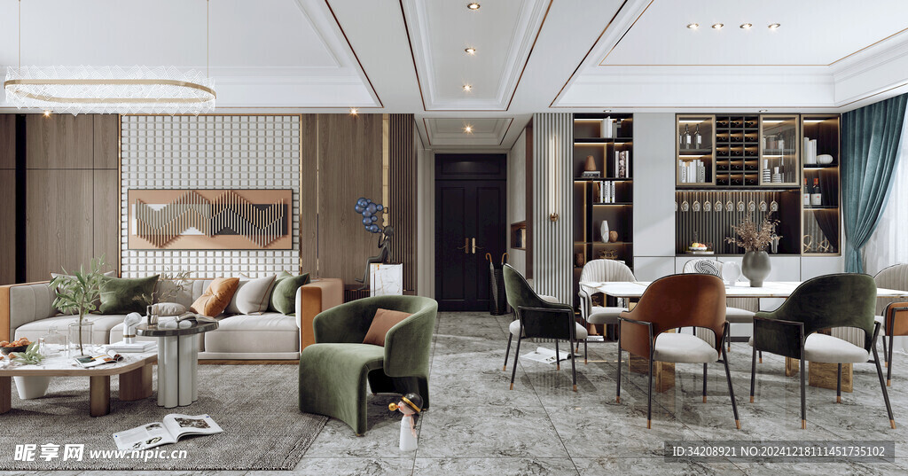 现代简约高级感新中式复古风客厅