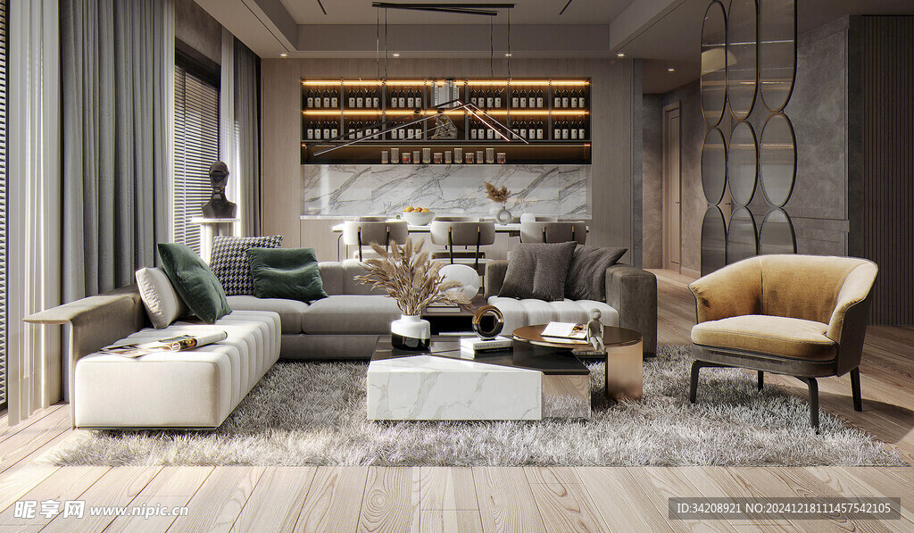 现代简约高级感新中式复古风客厅