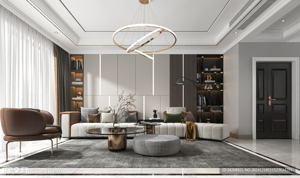 现代简约高级感新中式复古风客厅