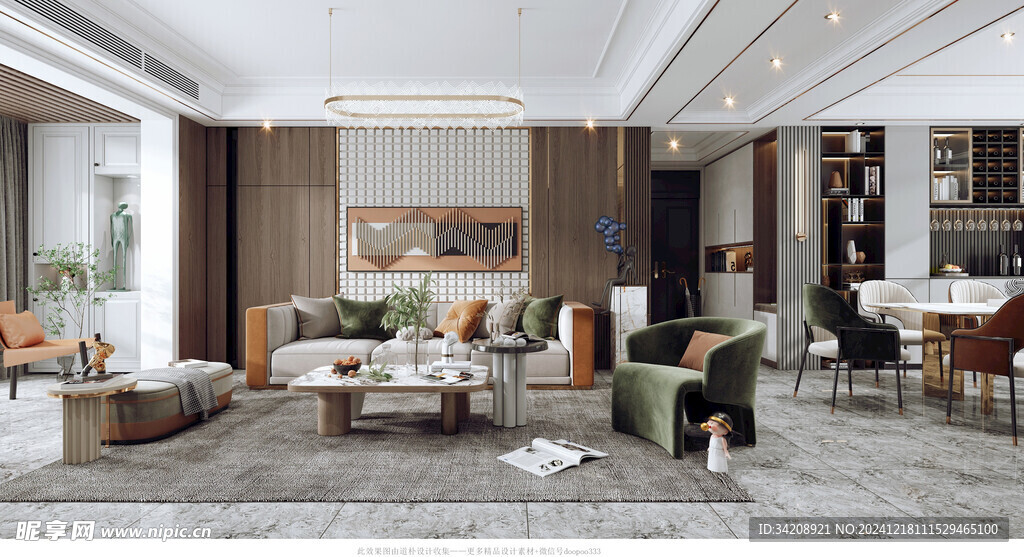 现代简约高级感新中式复古风客厅