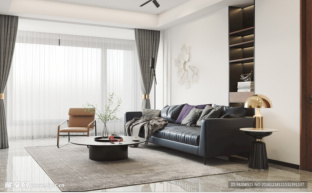 现代简约高级感新中式复古风客厅