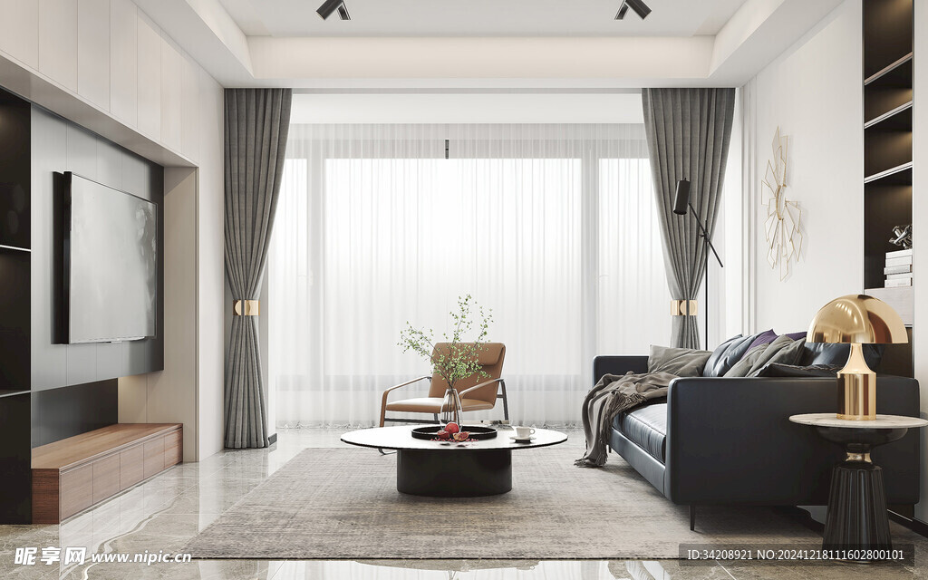 现代简约高级感新中式复古风客厅