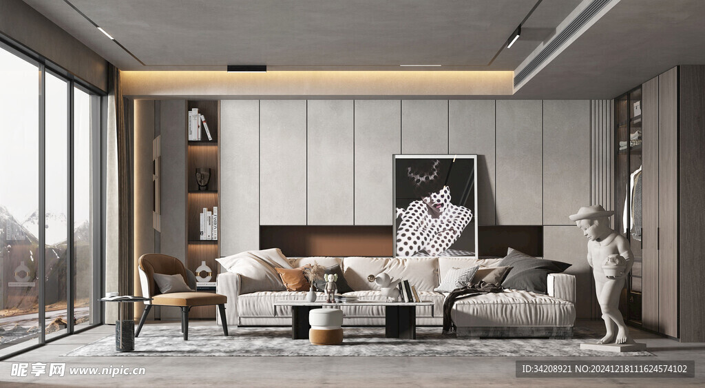 现代简约高级感新中式复古风客厅