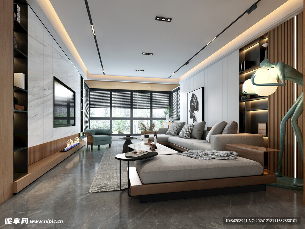 现代简约高级感新中式复古风客厅