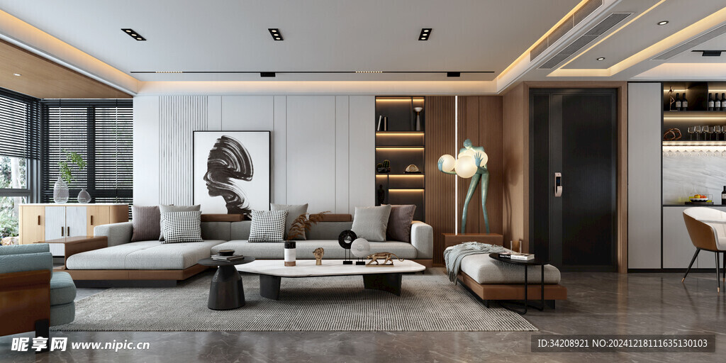 现代简约高级感新中式复古风客厅