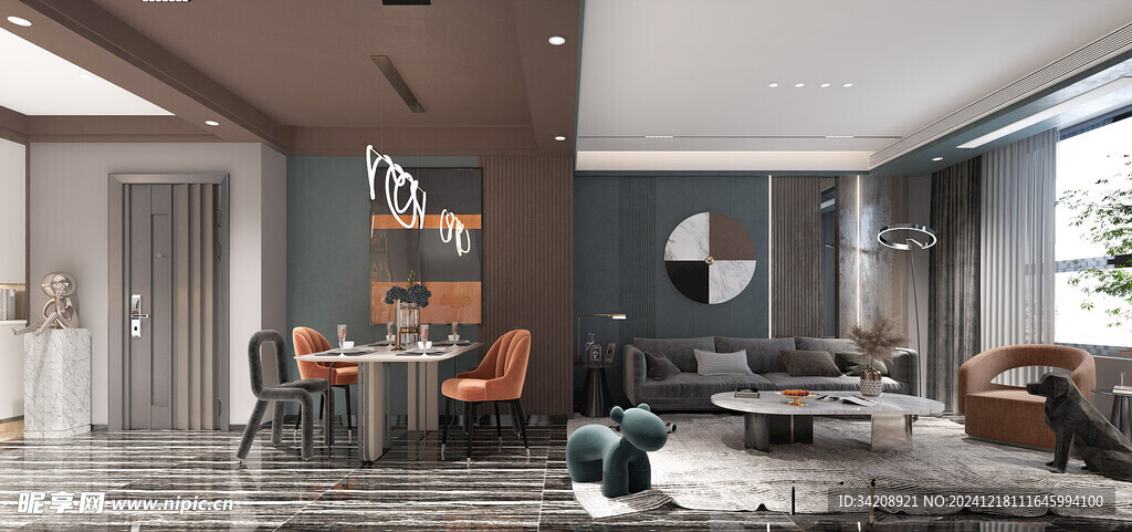 现代简约高级感新中式复古风客厅