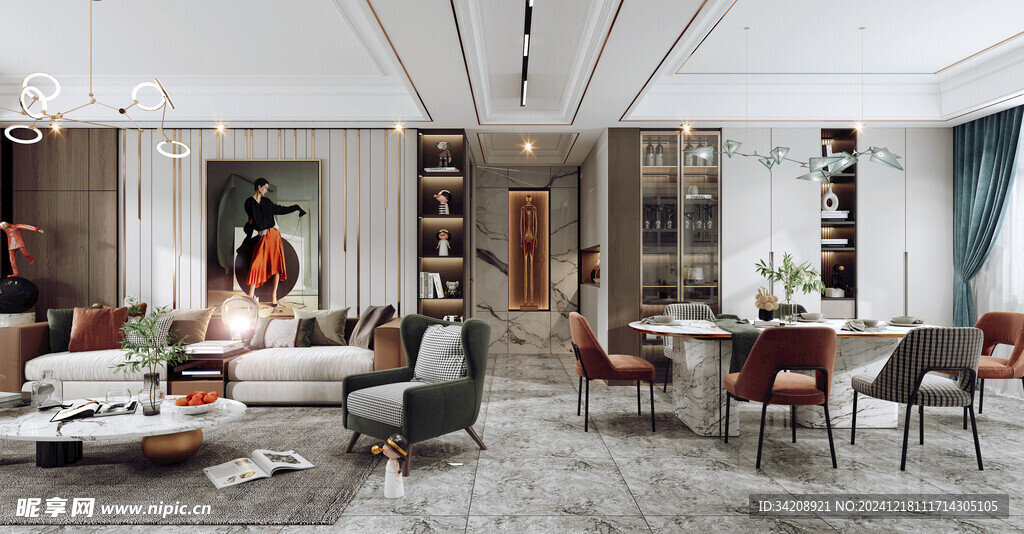 现代简约高级感新中式复古风客厅