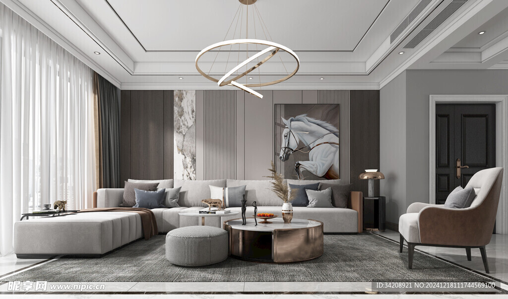 现代简约高级感新中式复古风客厅