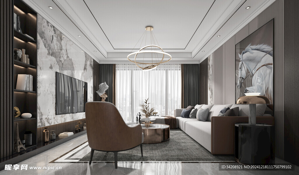 现代简约高级感新中式复古风客厅