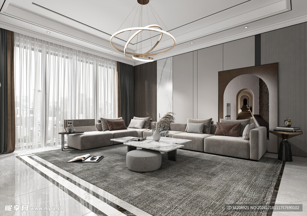 现代简约高级感新中式复古风客厅