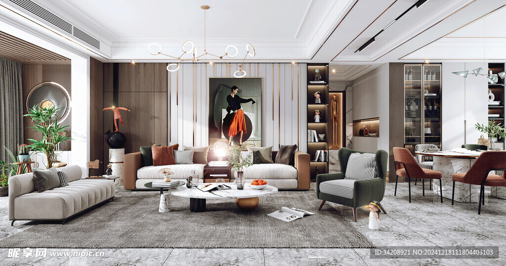 现代简约高级感新中式复古风客厅