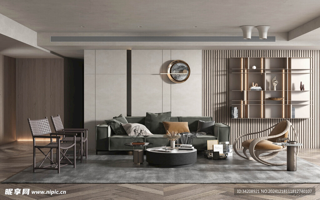 现代简约高级感新中式复古风客厅