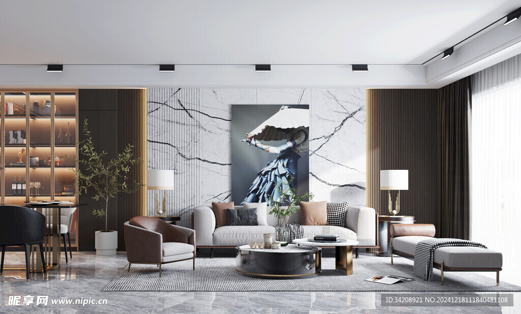 现代简约高级感新中式复古风客厅