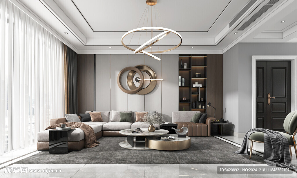 现代简约高级感新中式复古风客厅