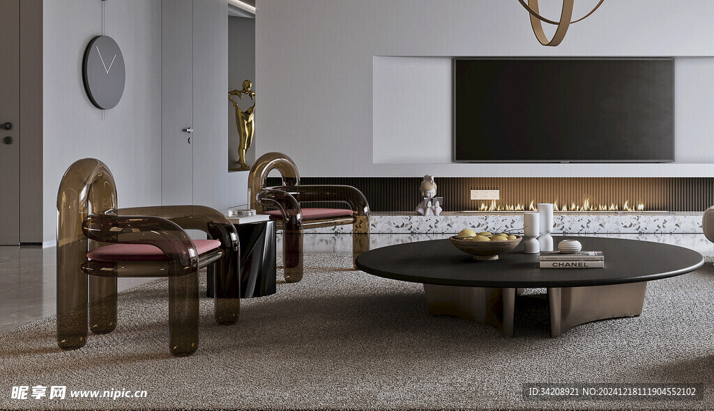 现代简约高级感新中式复古风客厅