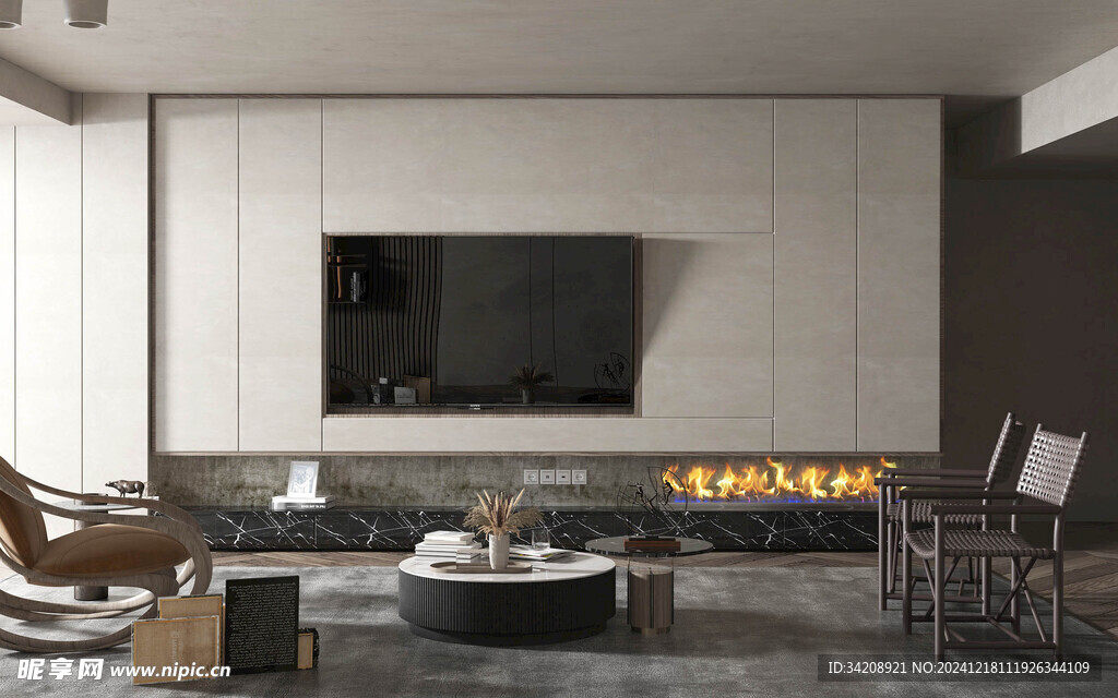 现代简约高级感新中式复古风客厅